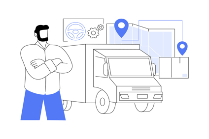 Illustration homme devant un camion de déménagement réfléchissant à qui va le conduire ?